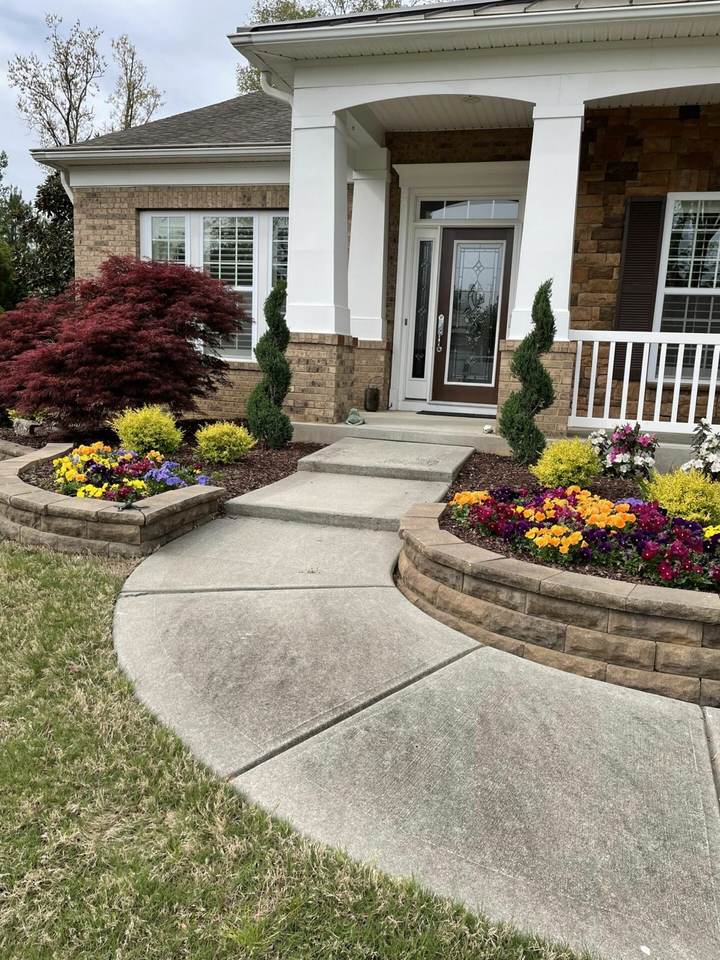 Annual Flowers & Garden Wall — completed JH Landscapes project in the Greater Charlotte region