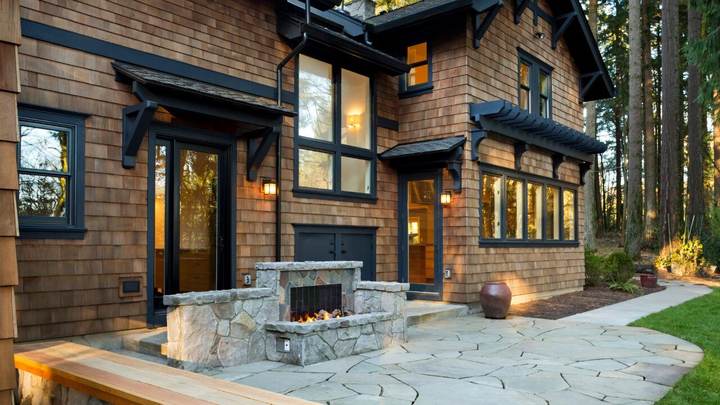Outdoor Fireplace — completed JH Landscapes project in the Greater Charlotte region