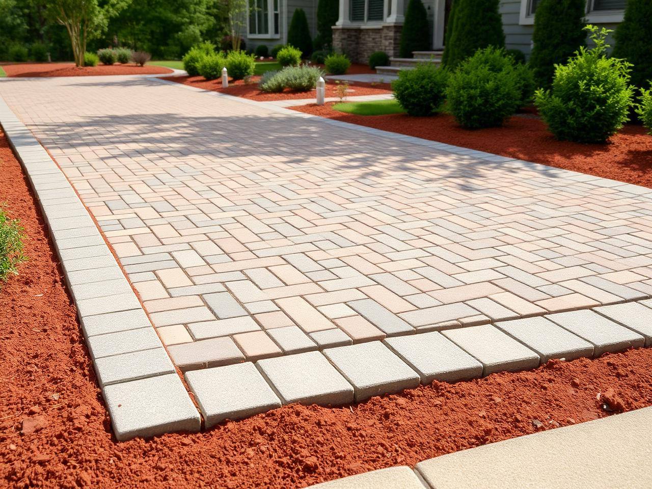 New paver driveway on a residential lot near Charlotte NC