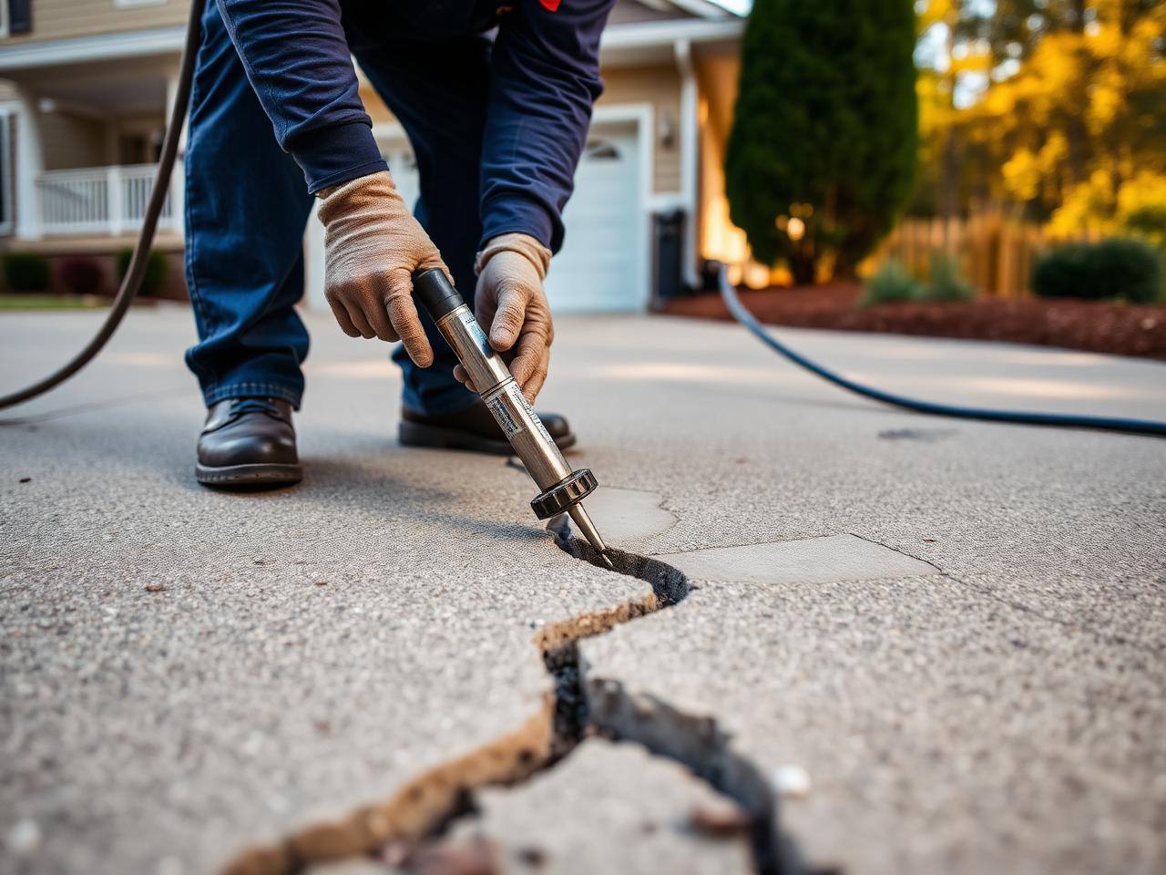 Driveway crack repair on a Piedmont property