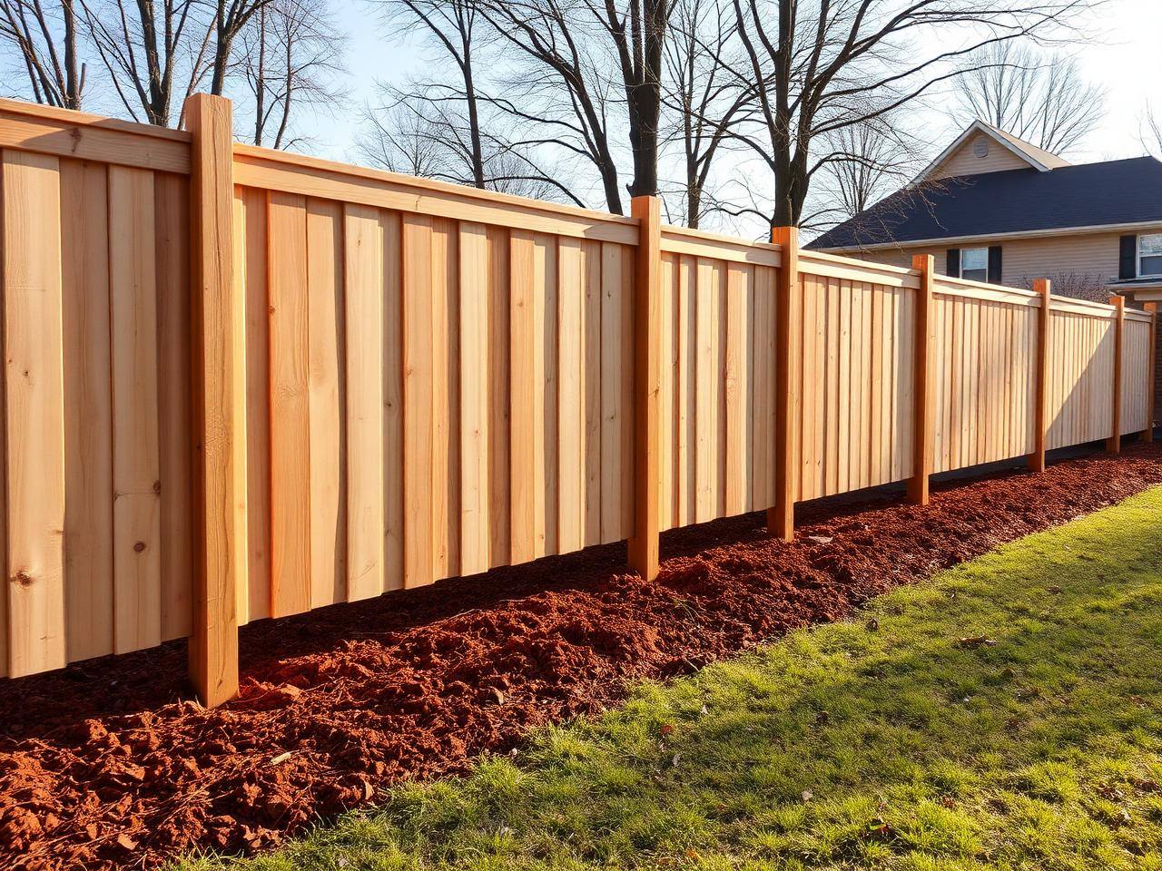 New wood privacy fence post-set on a Waxhaw property line