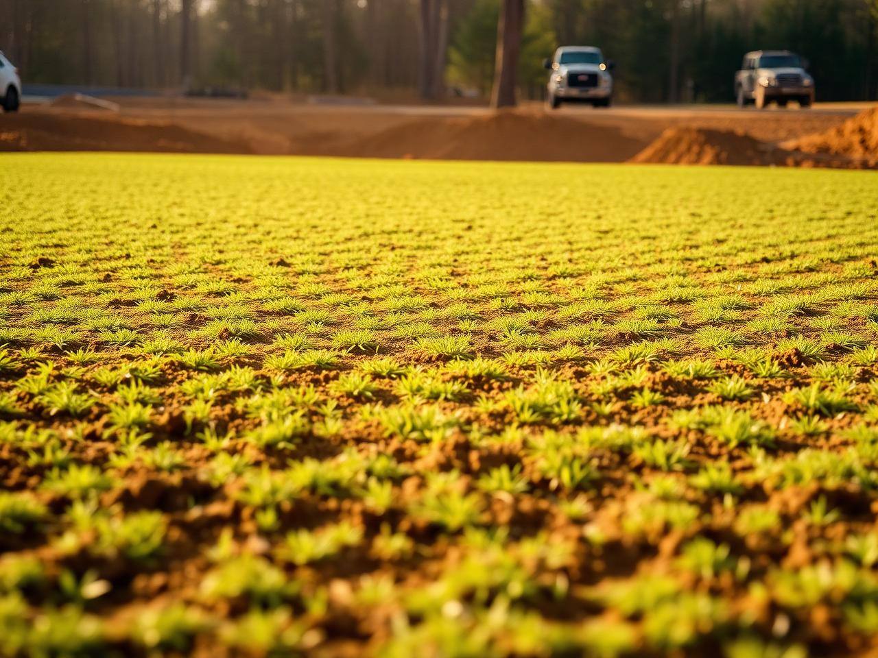Fresh grading and hydroseeding on a Union County lot