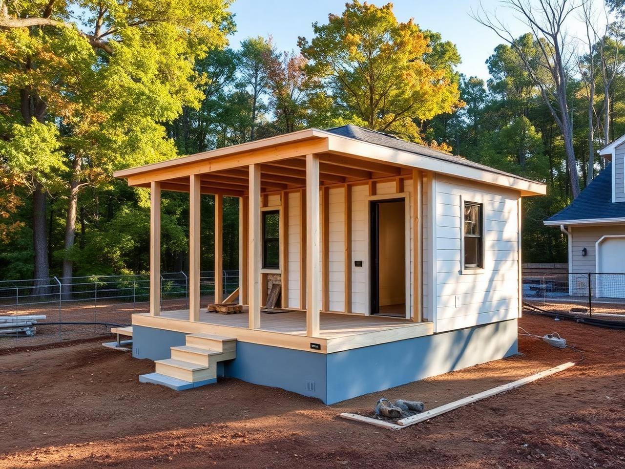 ADU foundation and framing on a Piedmont NC property