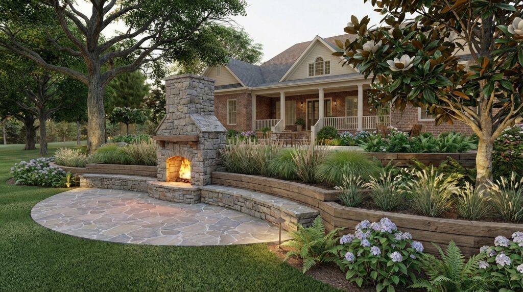 JH Landscapes how to build outdoor fireplace project photo 1 in the Greater Charlotte area