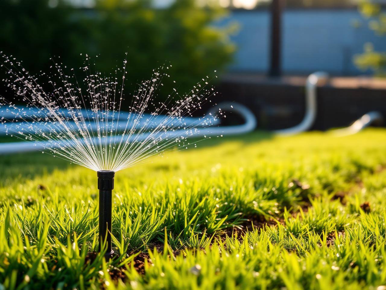 Irrigation head installation in a freshly graded Piedmont yard