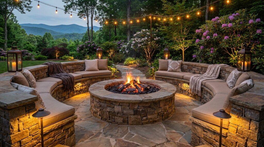 JH Landscapes outdoor fireplace vs fire pit project photo 1 in the Greater Charlotte area