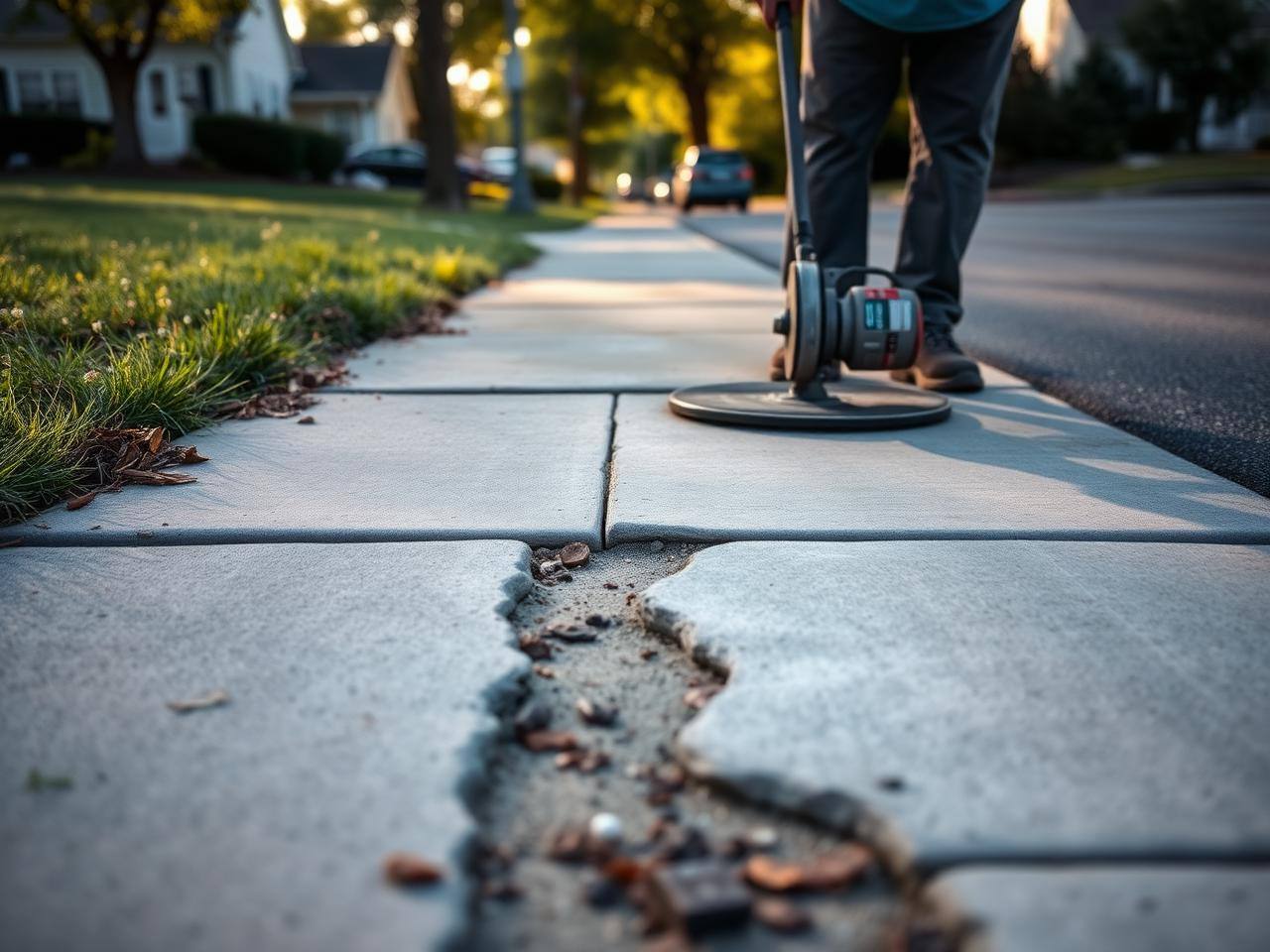 Sidewalk crack and settlement repair on a Piedmont lot